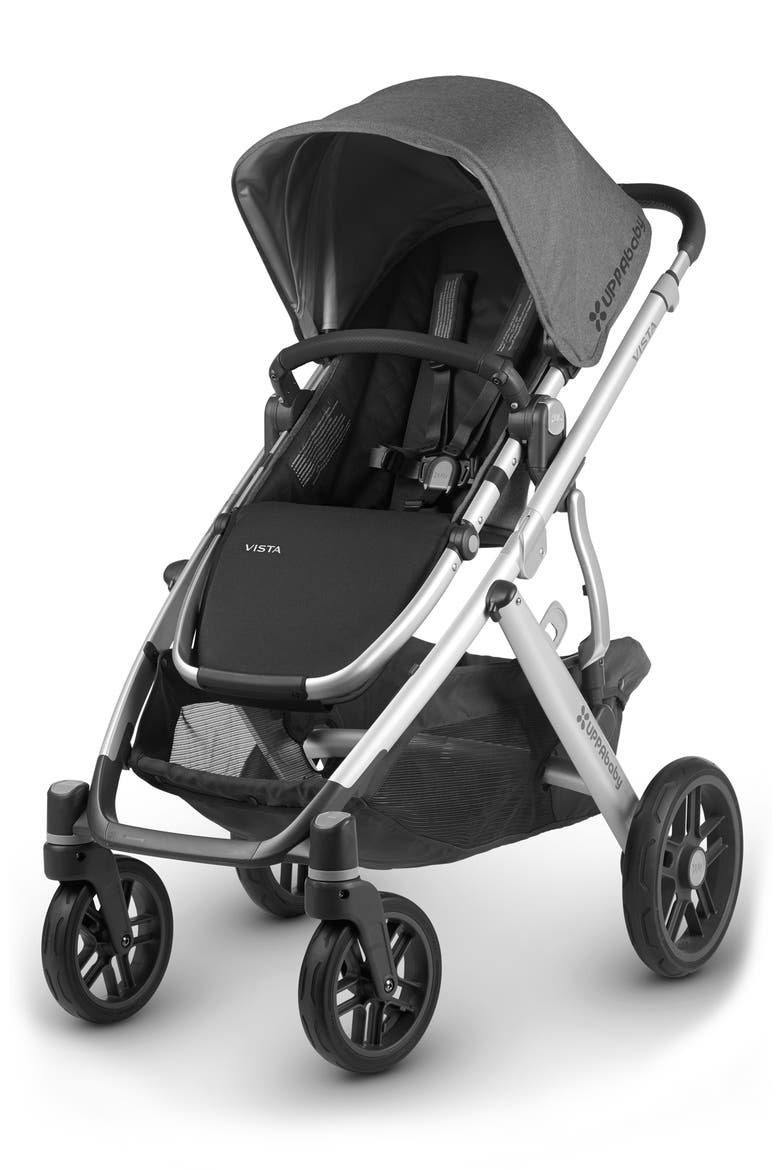 2018 VISTA Aluminum Frame Convertible Complete Stroller with Leather Trim, Alternate, color, CHARCOAL MELANGE/BLACK LEATHER