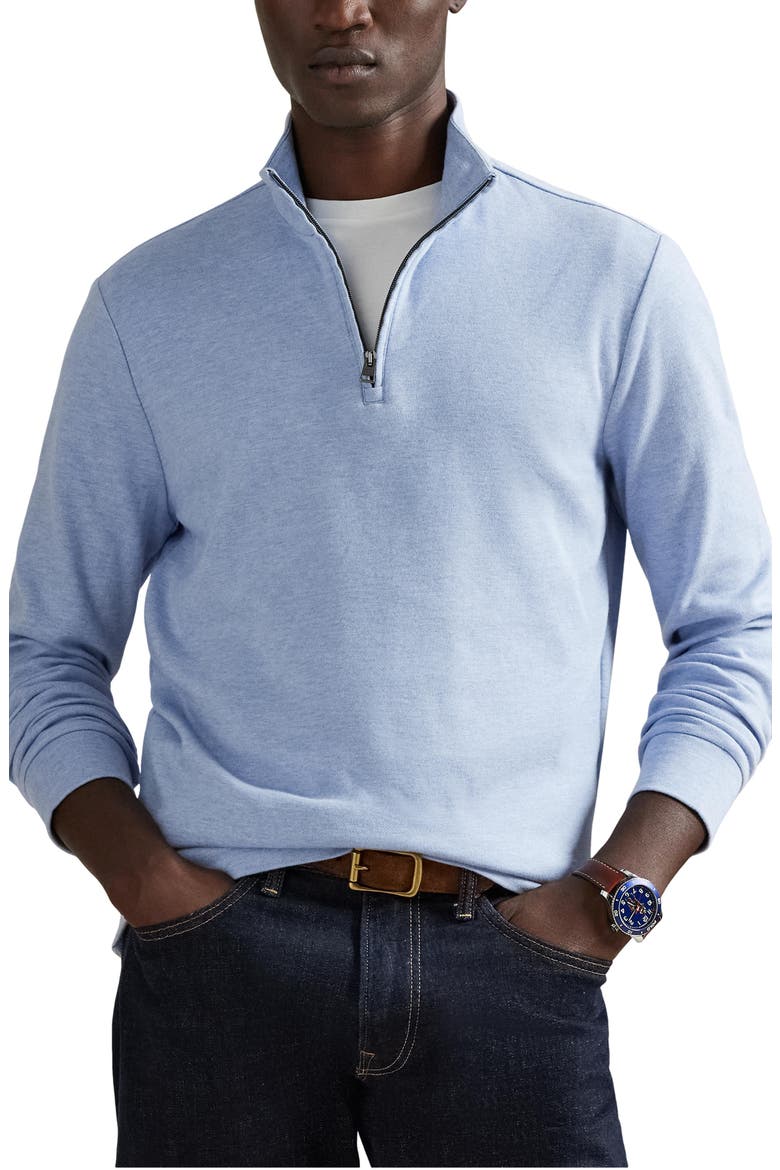 Textured Double Knit Quarter Zip Pullover, Main, color, SOFT ROYAL HEATHER/ NEVIS