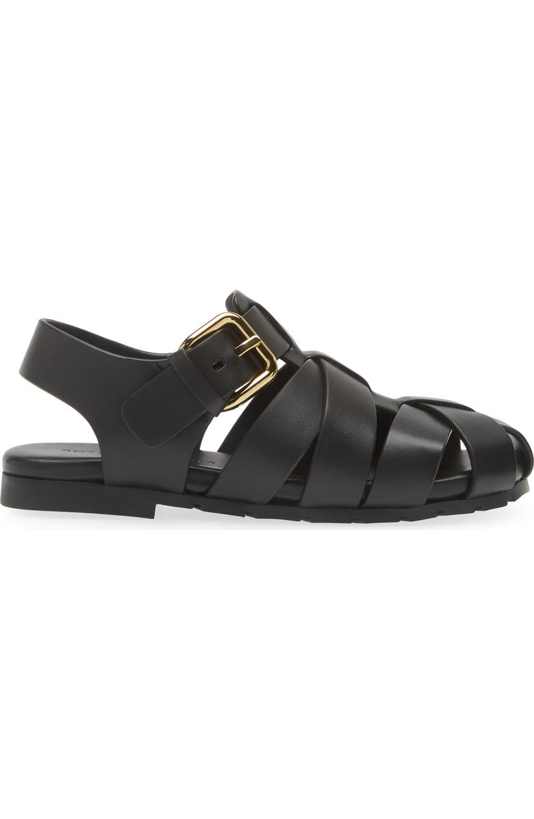 Bottega Veneta Alfie Fisherman Sandal, Alternate, color, Black