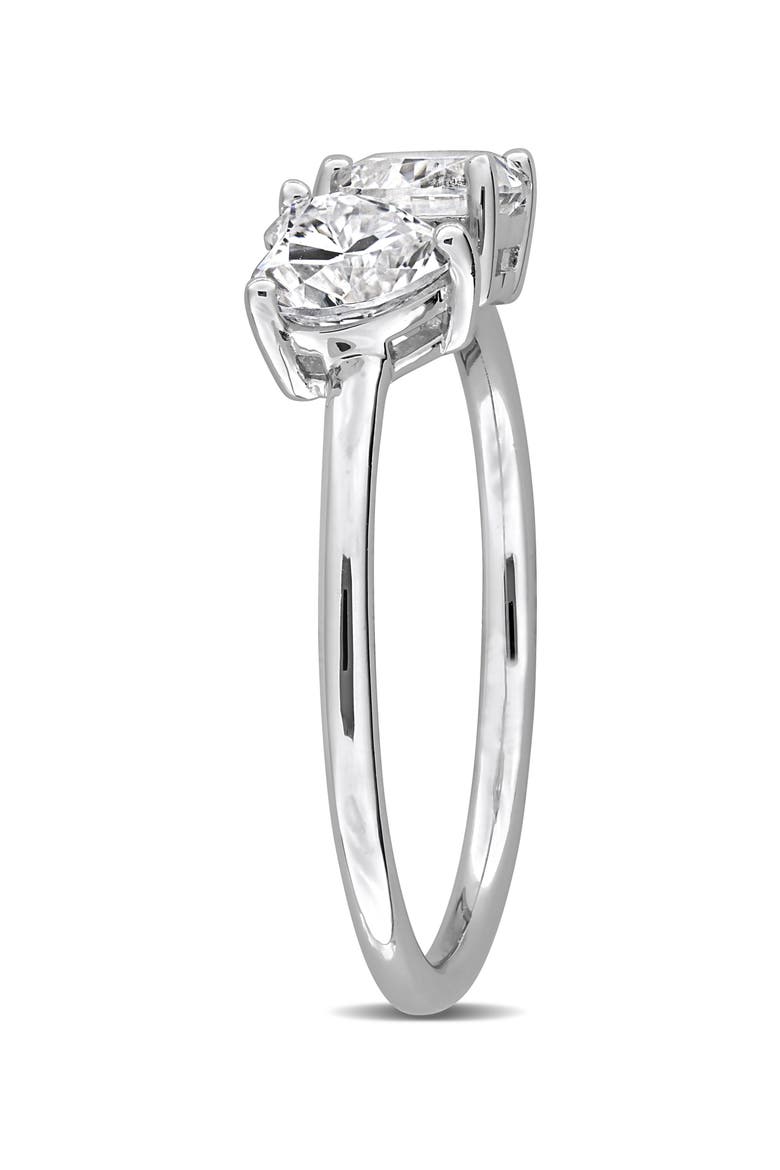 Moissanite Dual Heart Ring, Alternate, color, WHITE