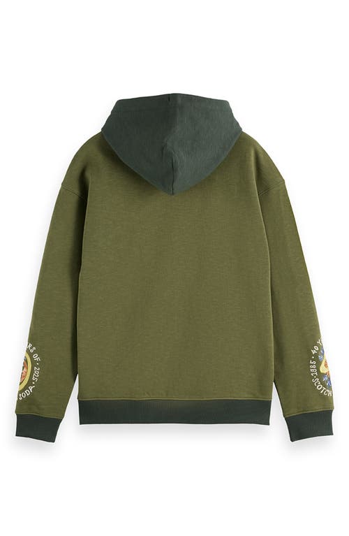Scotch & Soda 40th Anniversary Color Block Hoodie In Green