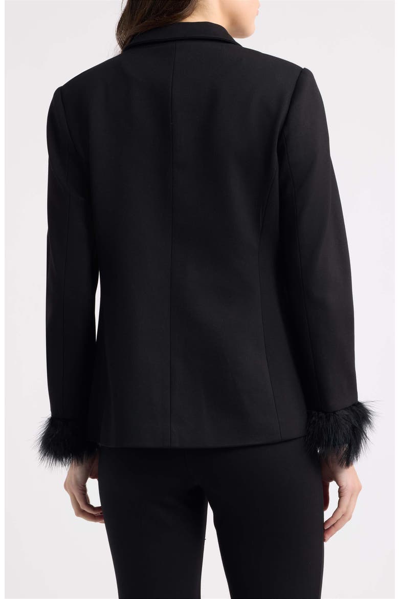 Feather Cuffed Blazer, Alternate, color, ANNE BLACK