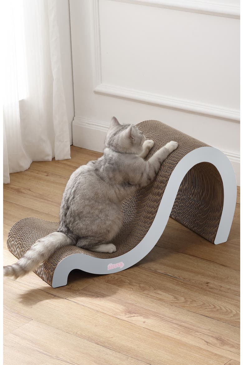 Kona 27" Modern Cardboard Double-Sided Wave Cat Scratcher with Catnip, Alternate, color, Gray