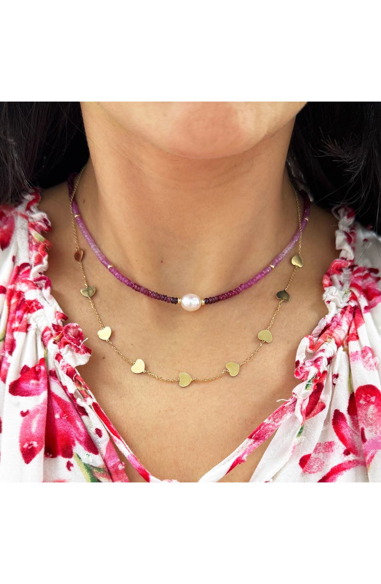 The Lovery Fine Jewelry Ruby Ombre Bead Pearl Necklace, Alternate, color, Ruby
