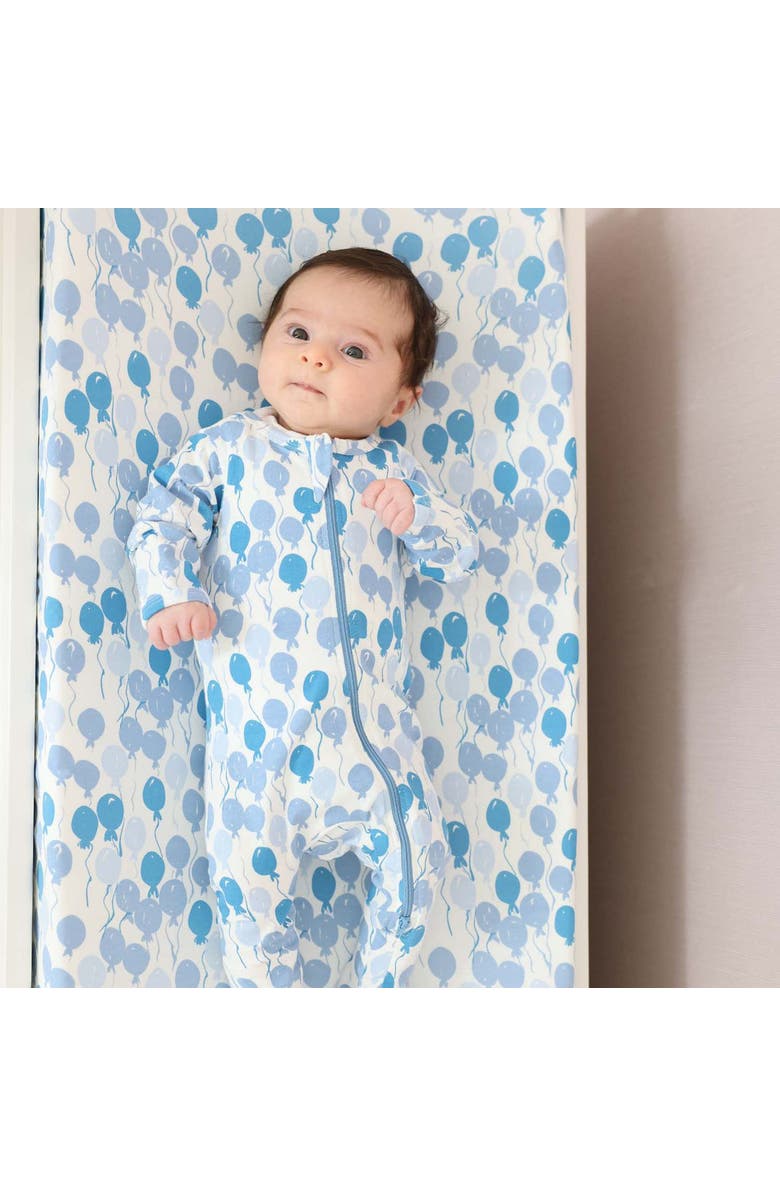 Norani Organic Cotton Zip Footie, Alternate, color, Blue Balloons