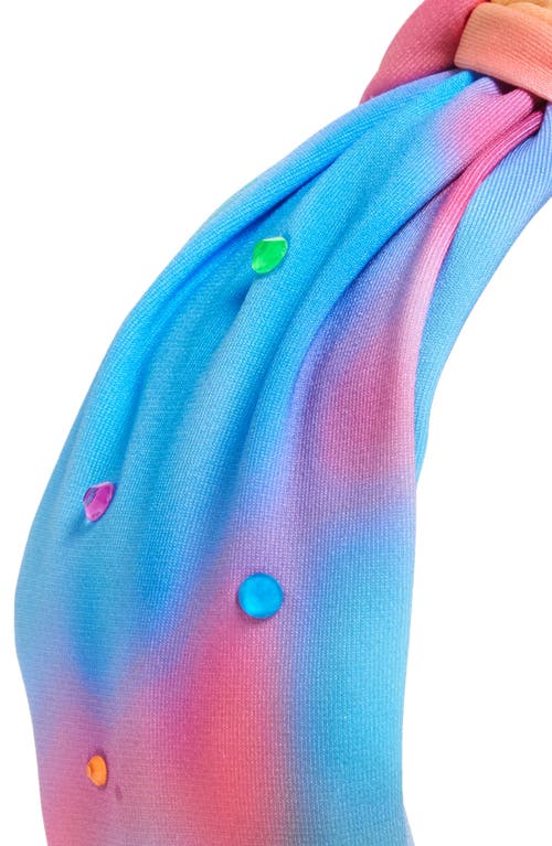 Cara Rainbow Crystal Detail Headband In Blue Multi