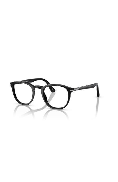 Persol 49mm Round Optical Glasses In Black