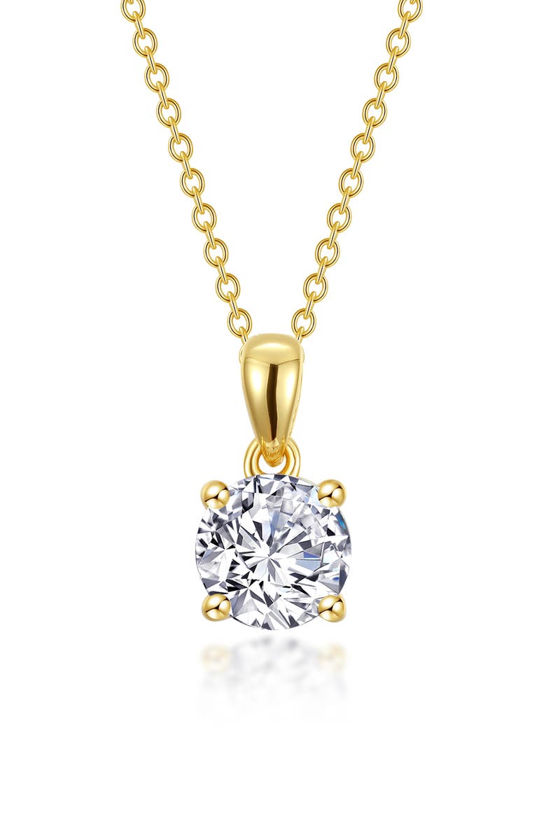 Simulated Diamond Solitaire Pendant Necklace, Main, color, WHITE