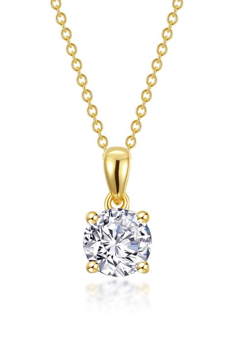 Simulated Diamond Solitaire Pendant Necklace