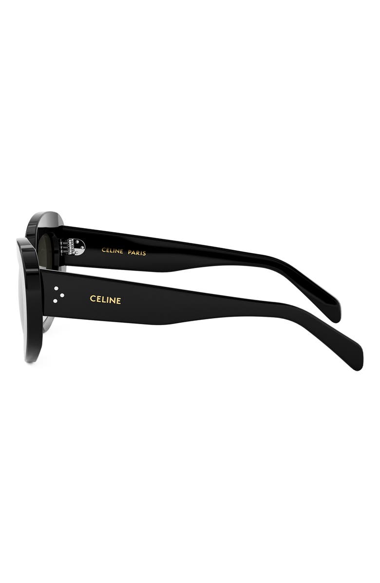 CELINE Bold 3 Dots 52mm Cat Eye Sunglasses, Alternate, color, Shiny Black / Smoke