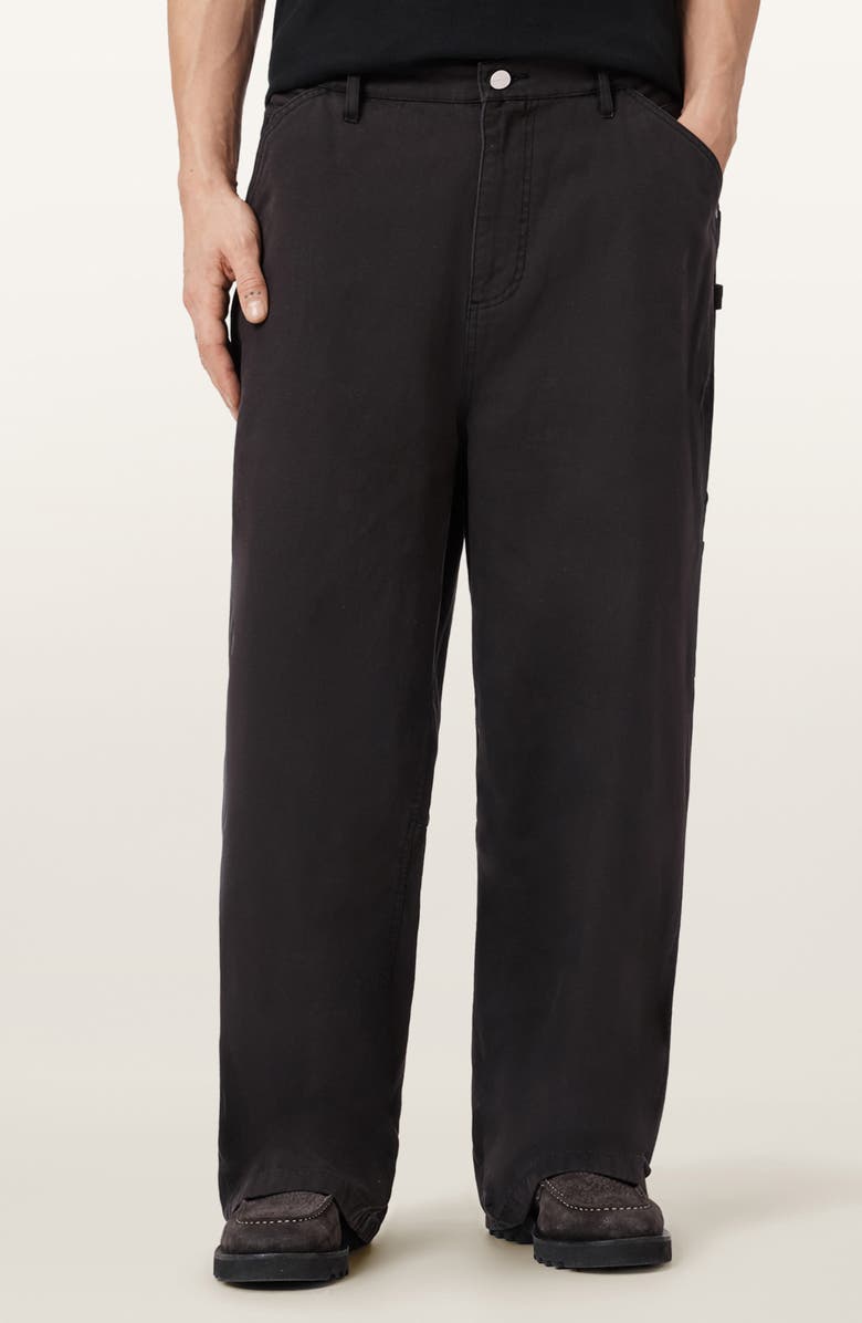 AllSaints Jackson Barrel Leg Trousers, Main, color, Tanner Black
