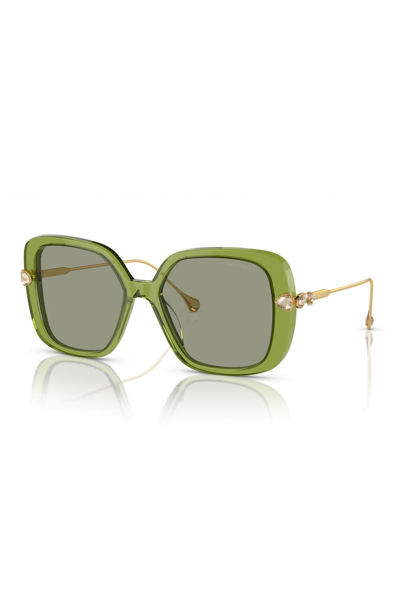 55mm Square Sunglasses, Alternate, color, TRASPARENT GREEN / GREEN