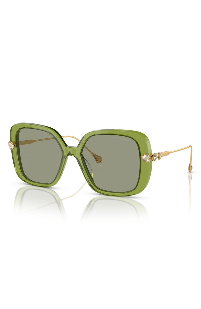 Swarovski 55mm Square Sunglasses, Alternate, color, Transparent Green / Green