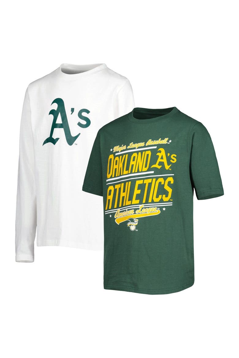Youth Stitches Green/White Oakland Athletics Combo T-Shirt Set, Main, color, Green