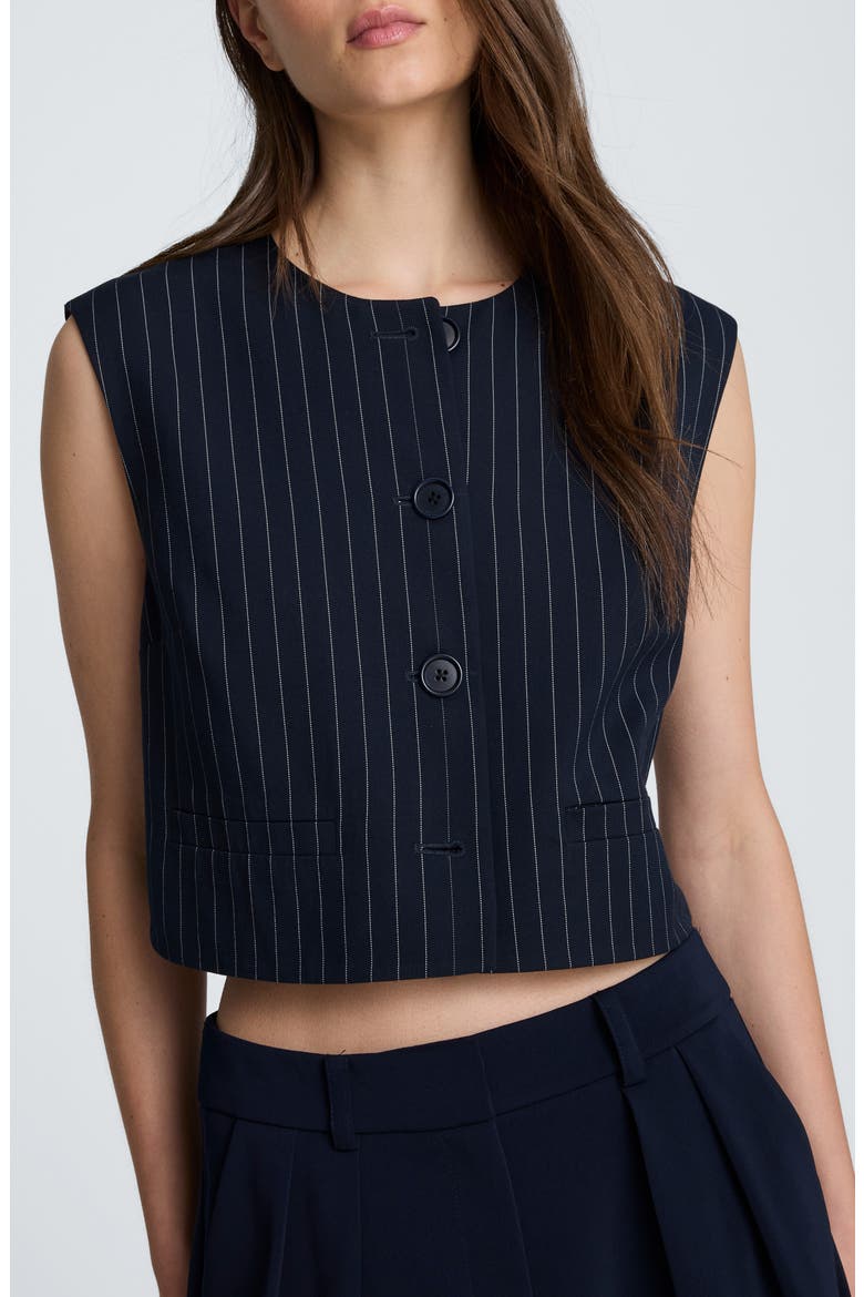 Pinstriped Boxy Vest, Main, color, DARK NAVY/ OYSTER