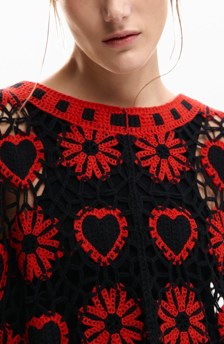 Desigual Fringe Sweater, Alternate, color, Black