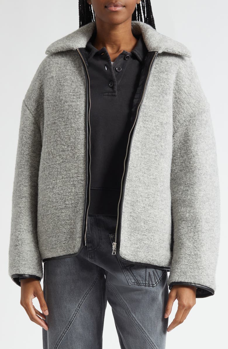 JW Anderson Contrast Trim Brushed Twill Jacket, Alternate, color, 905 Light Grey Melange
