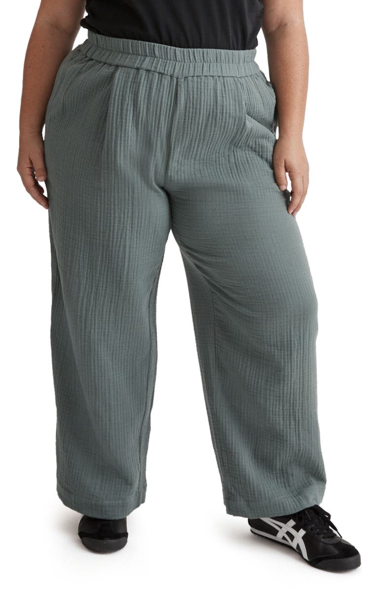 Madewell The Plus Untailored Wide Leg Crop Pants, Main, color, Architect Green