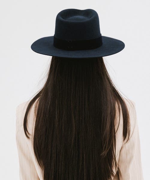 Gigi Pip Miller Classic Fedora Hat In Navy Blue
