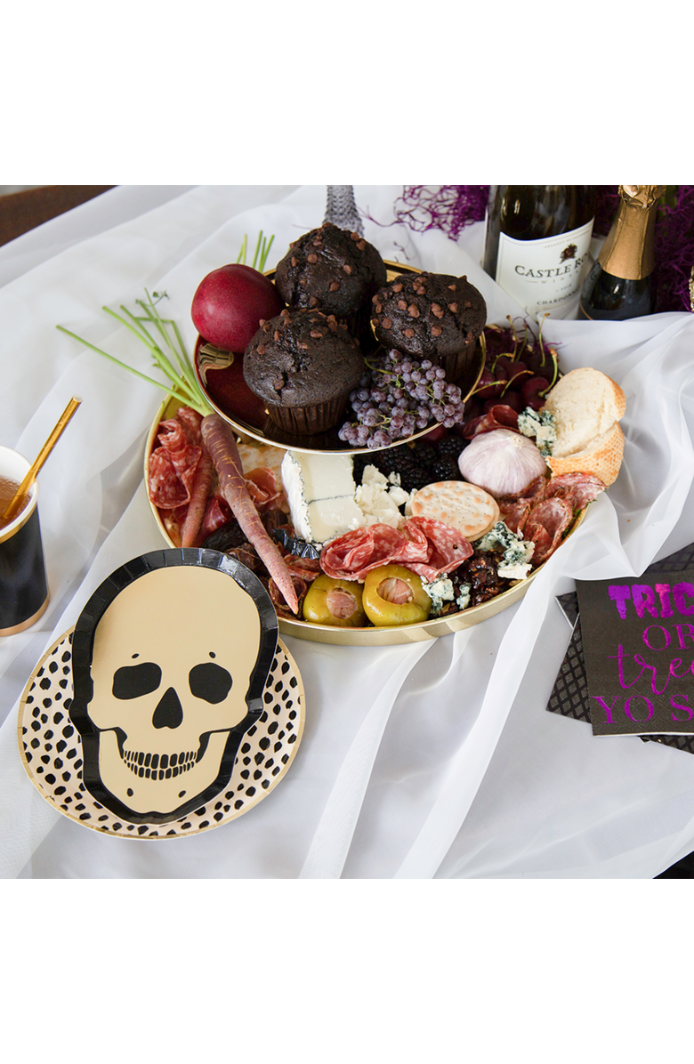 Jollity & Co. Gold Skull Plates, Alternate, color, Small Dessert Plates - 7"