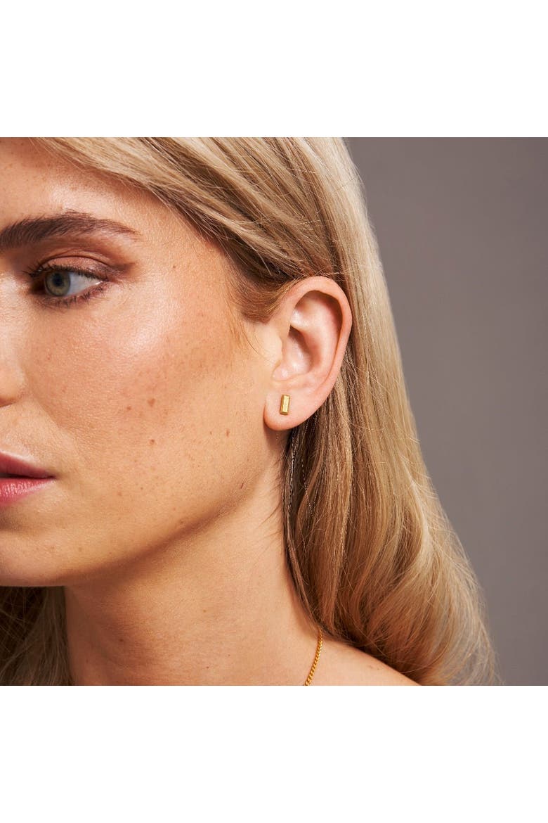 Mini Bullion Bar Stud Earrings, Alternate, color, Gold 9k