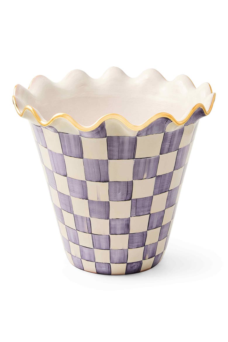 Violet Check Jumbo Ceramic Garden Pot, Main, color, VIOLET