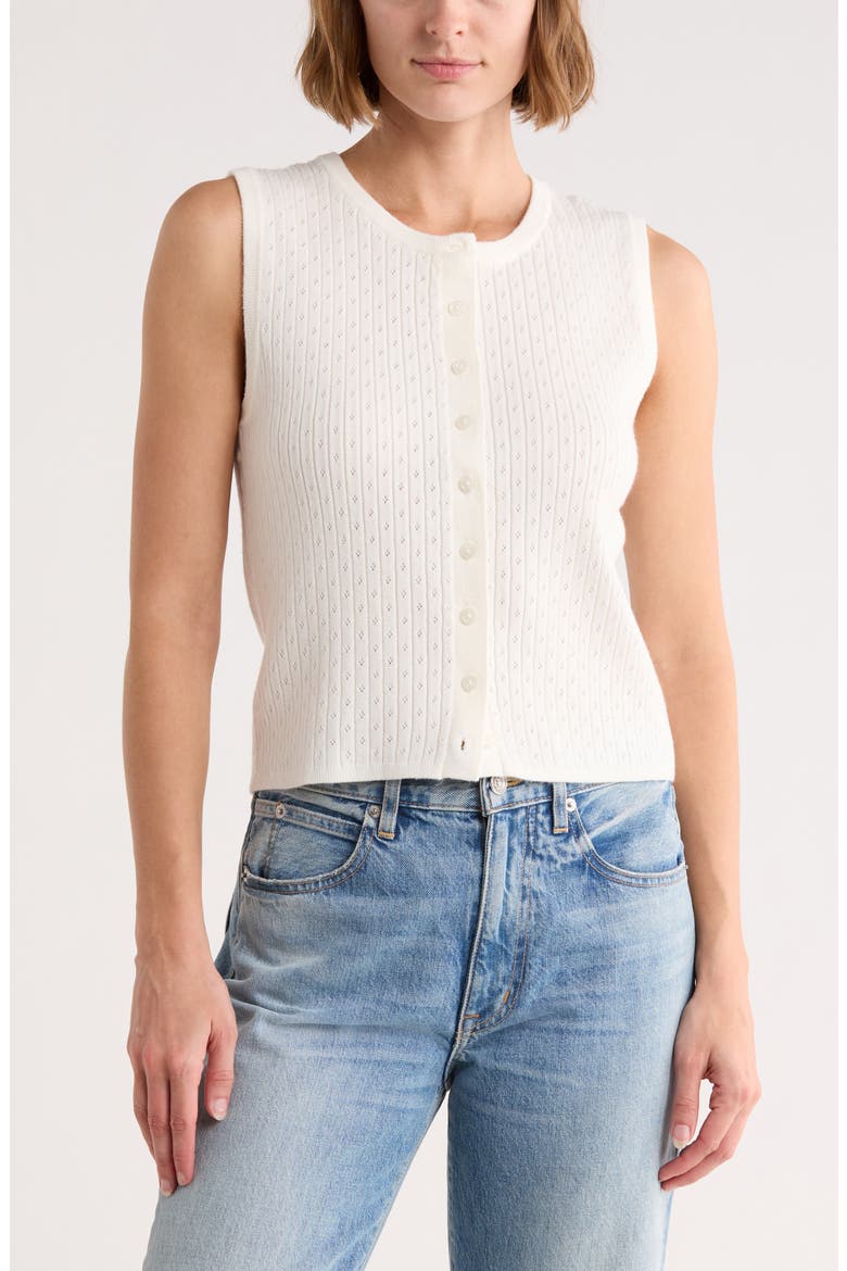 Pointelle Button Front Sweater Vest, Main, color, IVORY