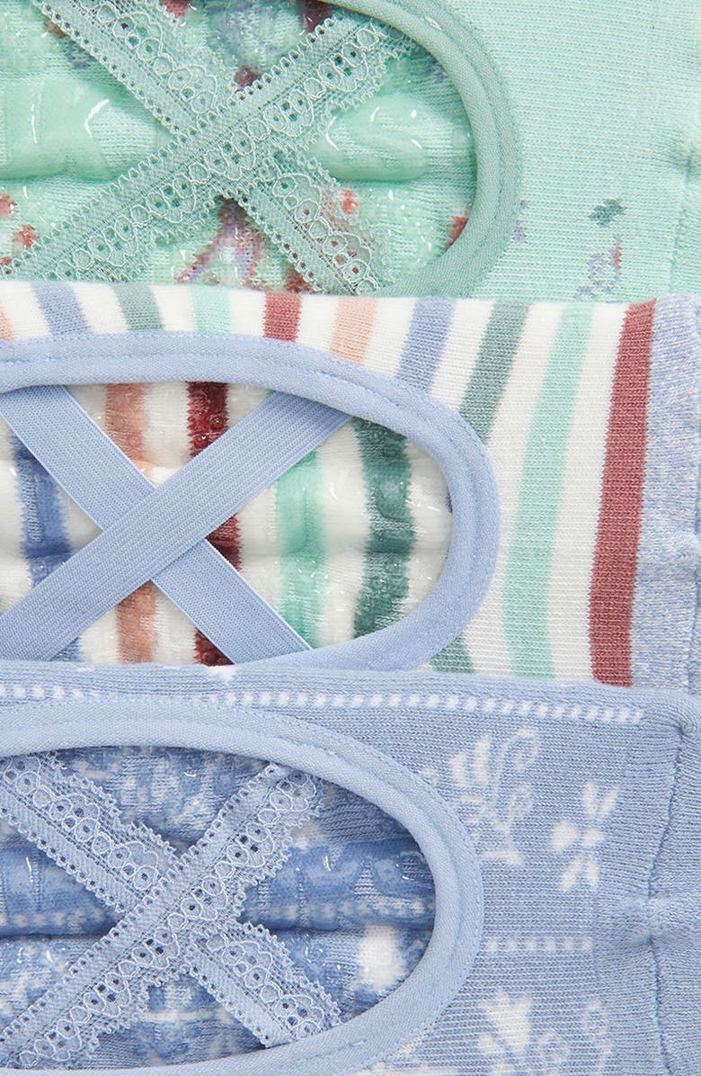 MUK LUKS Ballerina Assorted 3-Pack Cotton Blend No-Show Socks, Alternate, color, Mint/ Blue