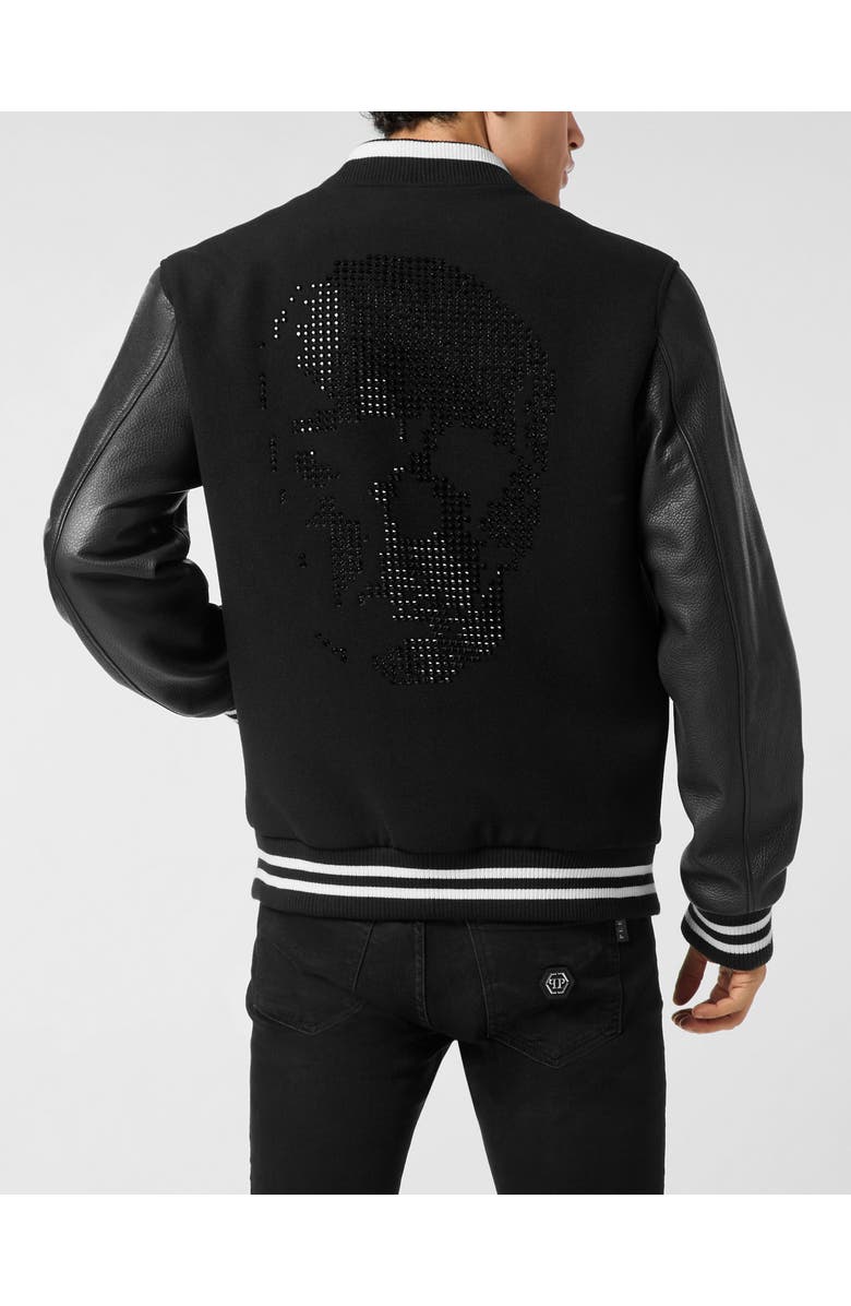 PHILIPP PLEIN College Bomber Skull Stones Men, Alternate, color, Black