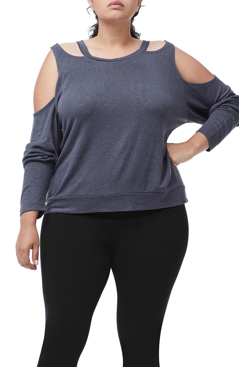 Good American Cold Shoulder Tee, Alternate, color, 