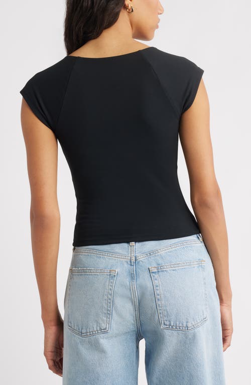 Open Edit Cap Sleeve Top In Black