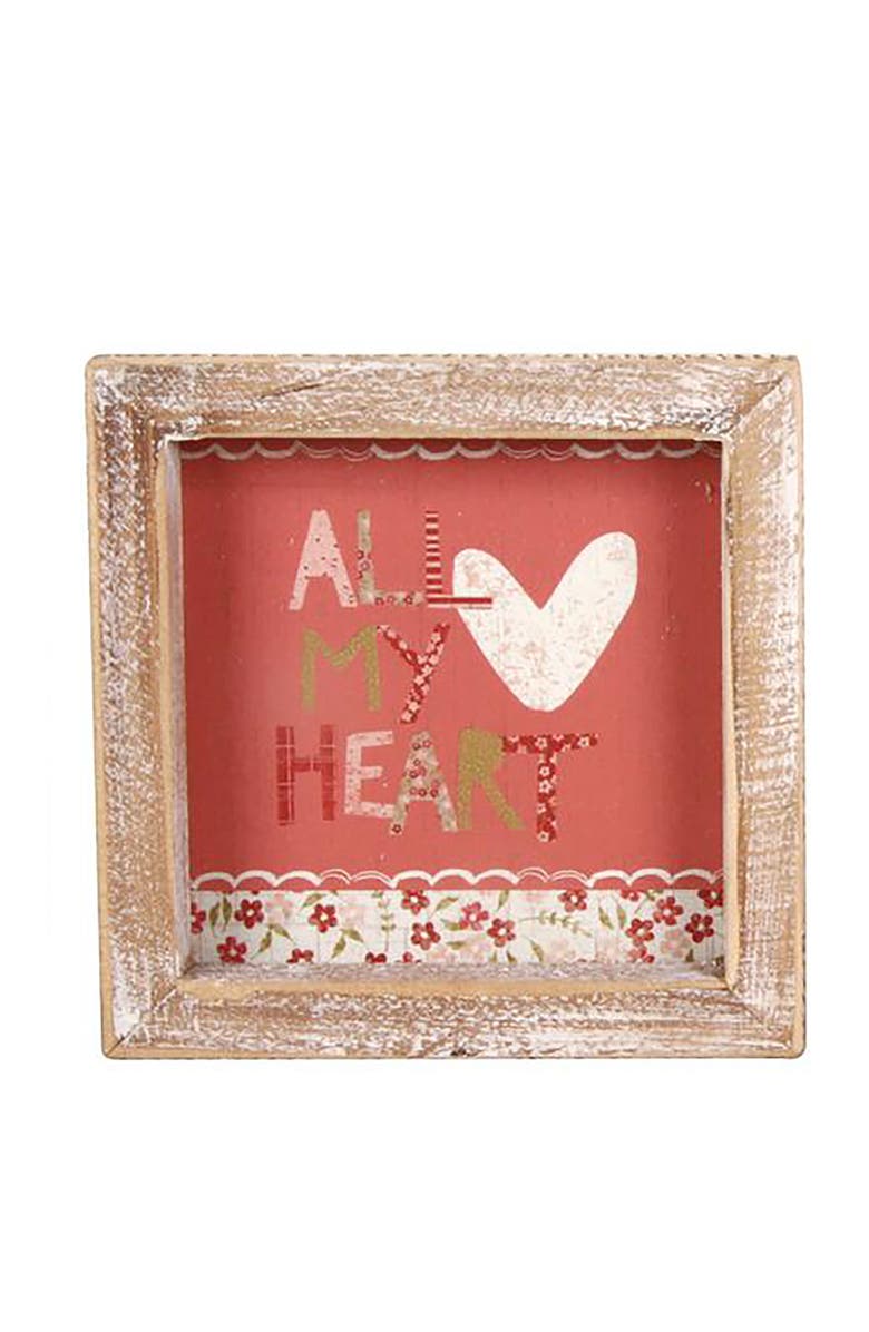 Transpac Wood MDF Paper Framed Block Set of 4 Freestanding Signs for Home Decor and Office Display, Alternate, color, Multicolored