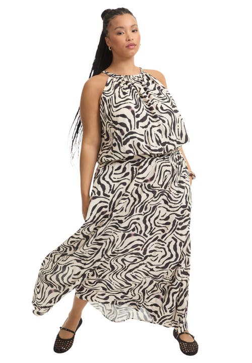June + Vie Pull-on Flowy Maxi Skirt In Gray