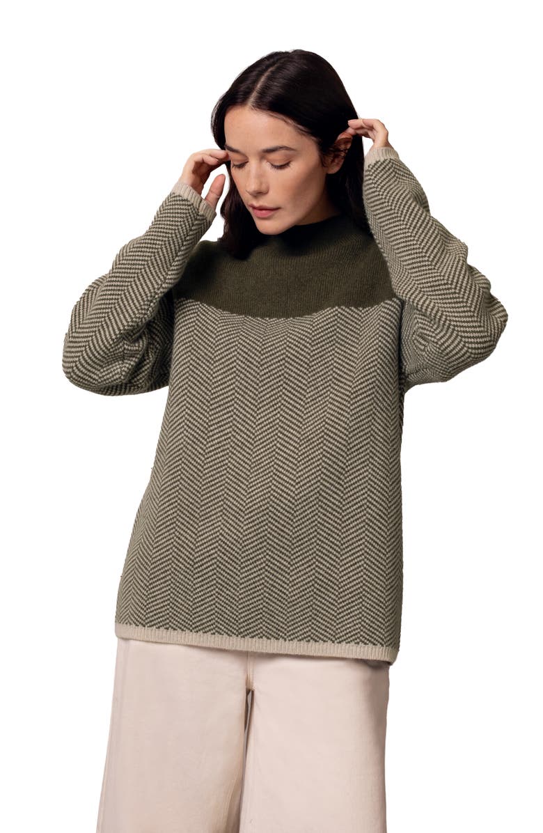 Celtic & Co. Felted Funnel Neck Sweater, Alternate, color, Moss Chevron