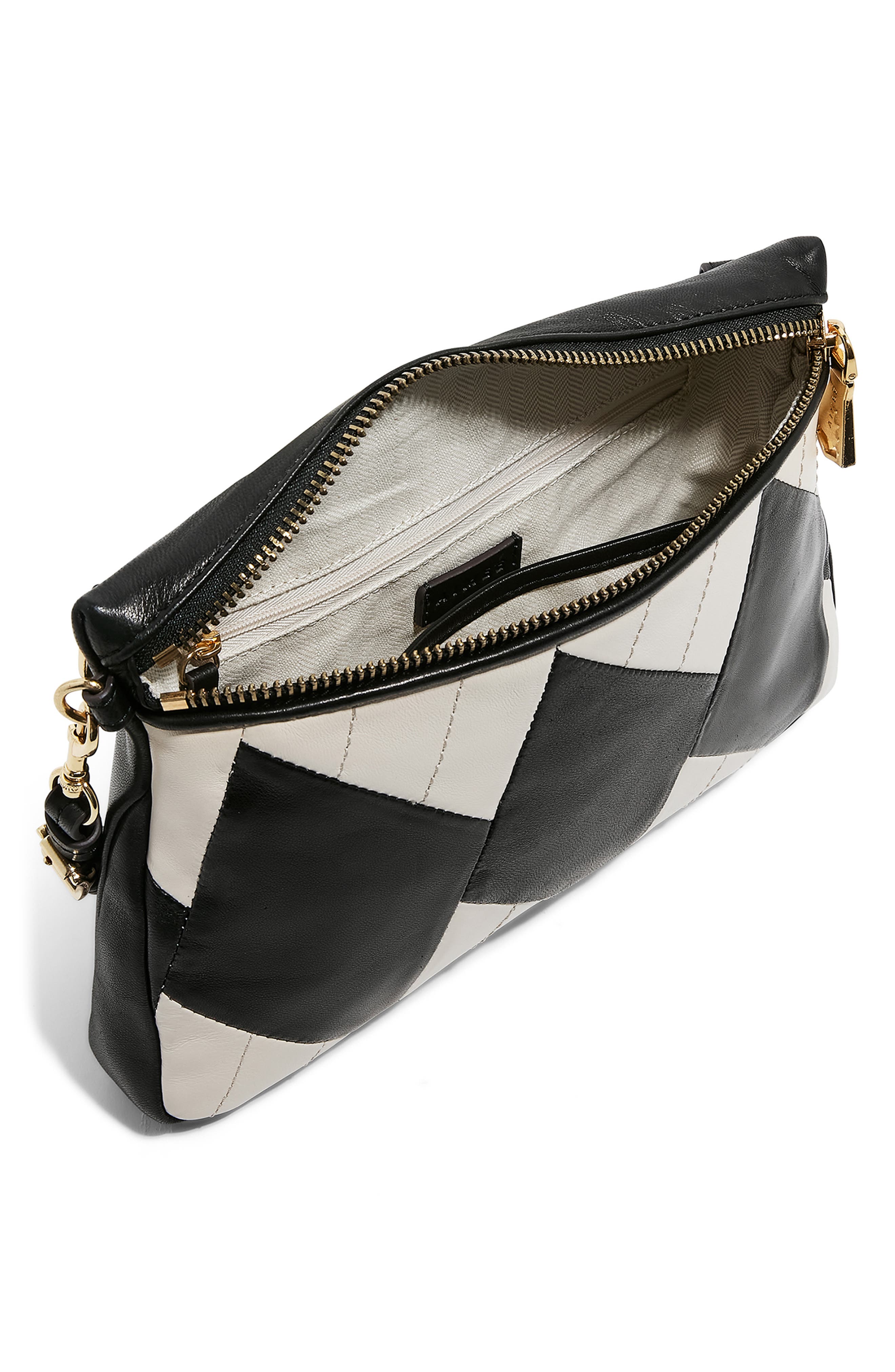 AIMEE Gramercy Novelty Leather Crossbody Bag, Alternate, color, Black White Diamond
