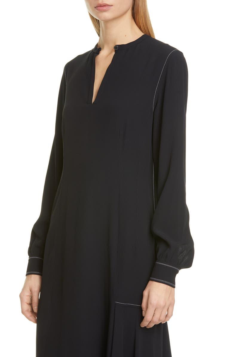 Marni Asymmetrical Long Sleeve Satin Crepe Midi Dress, Alternate, color, 