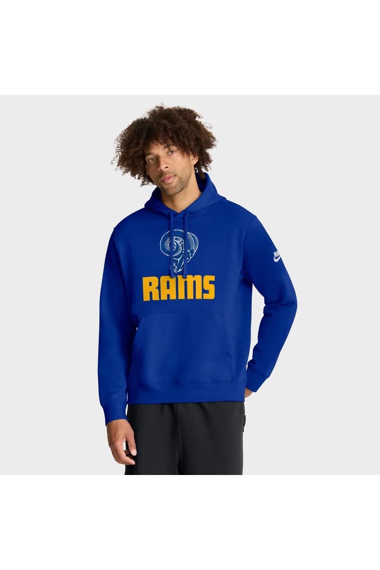 Men's Nike Royal Los Angeles Rams Best Season Rewind Club Pullover Hoodie, Main, color, Royal