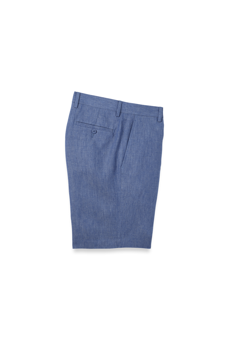 Linen Chambray Twill Flat Front Shorts, Main, color, Blue
