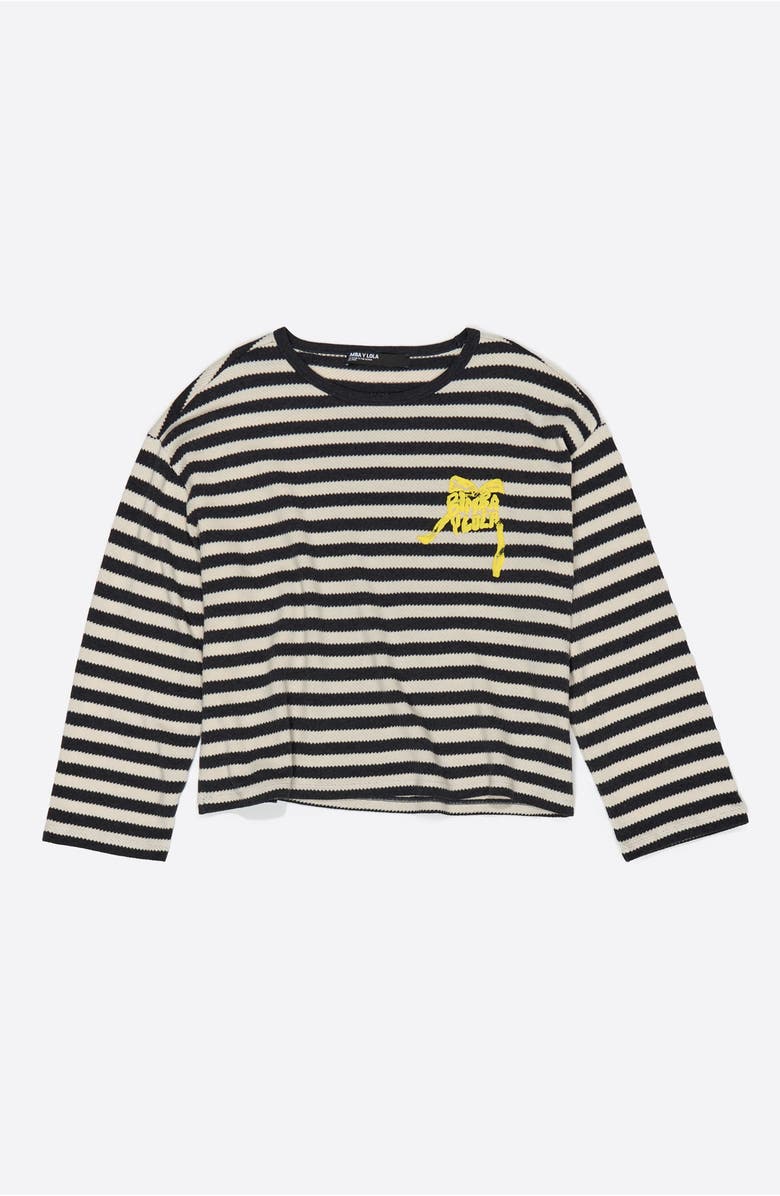 Bimba y Lola Striped Long Sleeve T-Shirt, Alternate, color, Black
