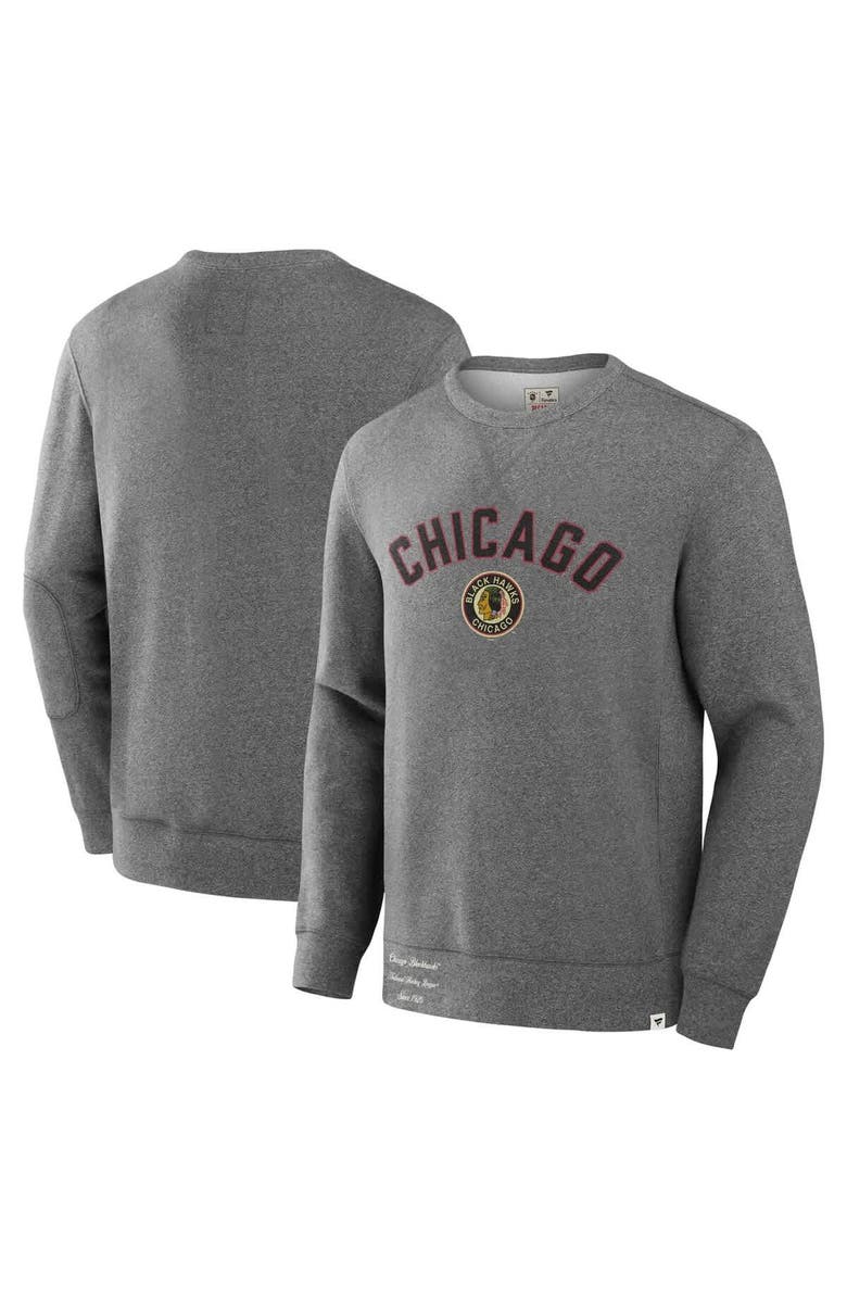 FANATICS Men's Fanatics Heather Gray Chicago Blackhawks Decades Collection Legendary Fleece Pullover Sweatshirt, Main, color, 