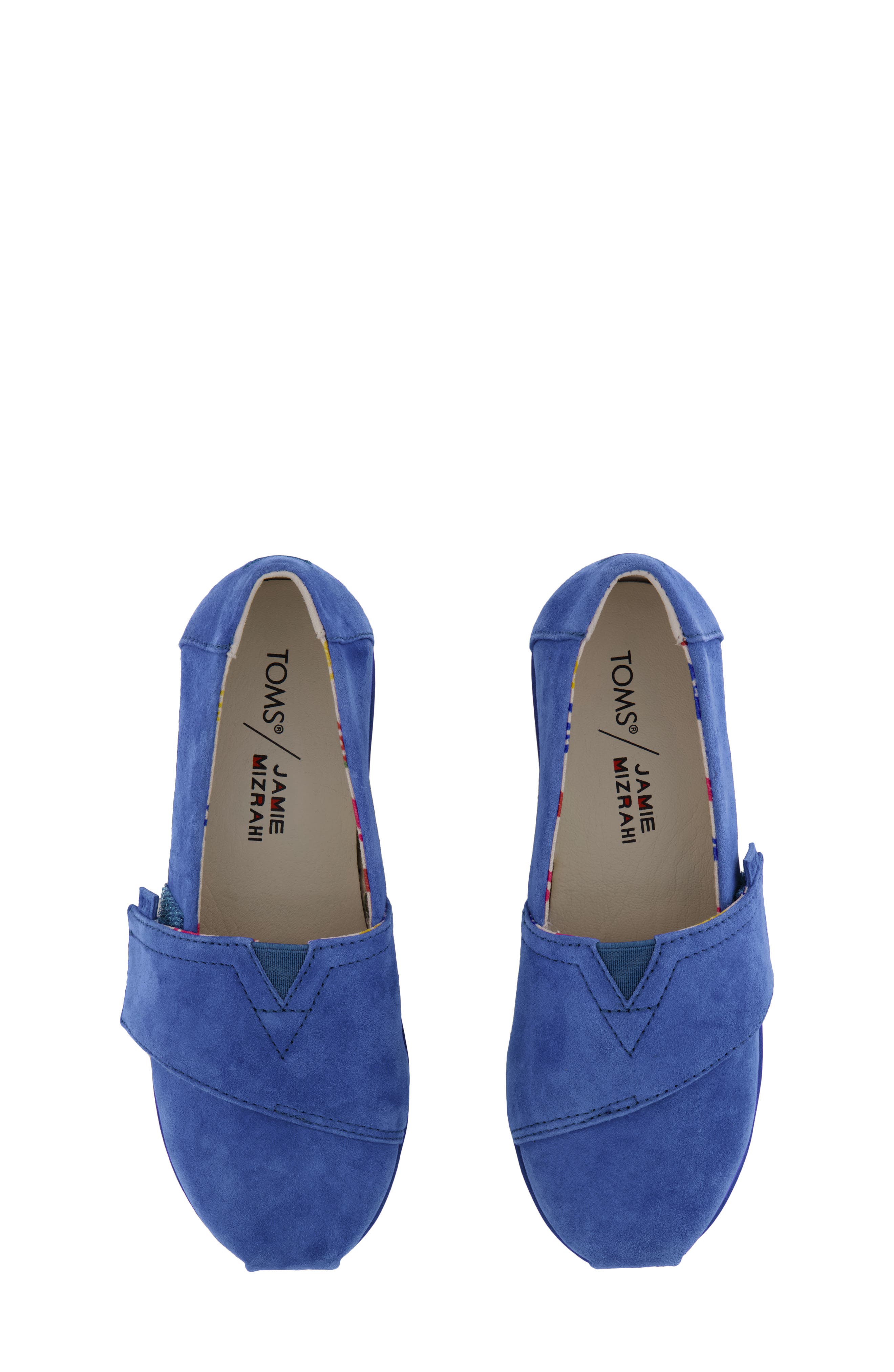TOMS x Jamie Mizrahi Kids' Alp FWD Water Repellent Suede Slip-On Espadrille, Alternate, color, Bright Blue