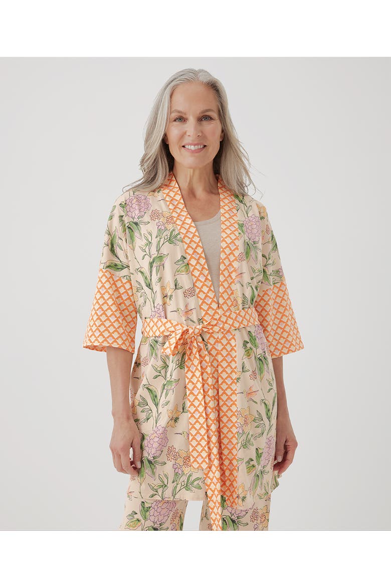 Organic Staycation Short Robe, Main, color, Hummingbird Floral