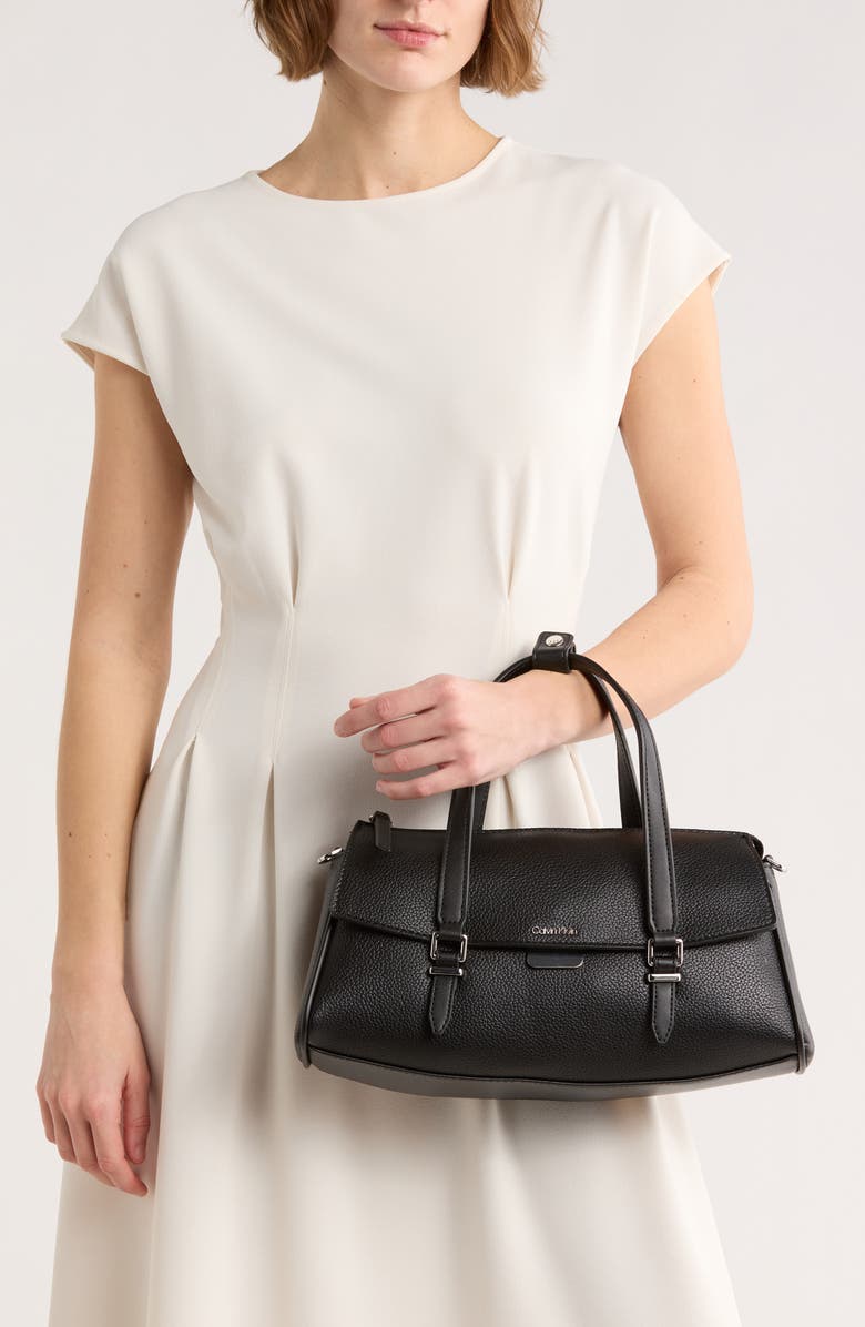 Calvin Klein Irene Satchel Bag, Alternate, color, Black/ Silver