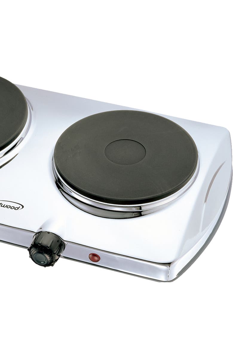 Electric 1440W Double Hotplate in Chrome, Alternate, color, Silver
