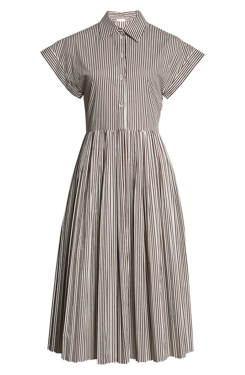Adam Lippes Stripe Pleated Poplin Shirtdress, Alternate, color, 
