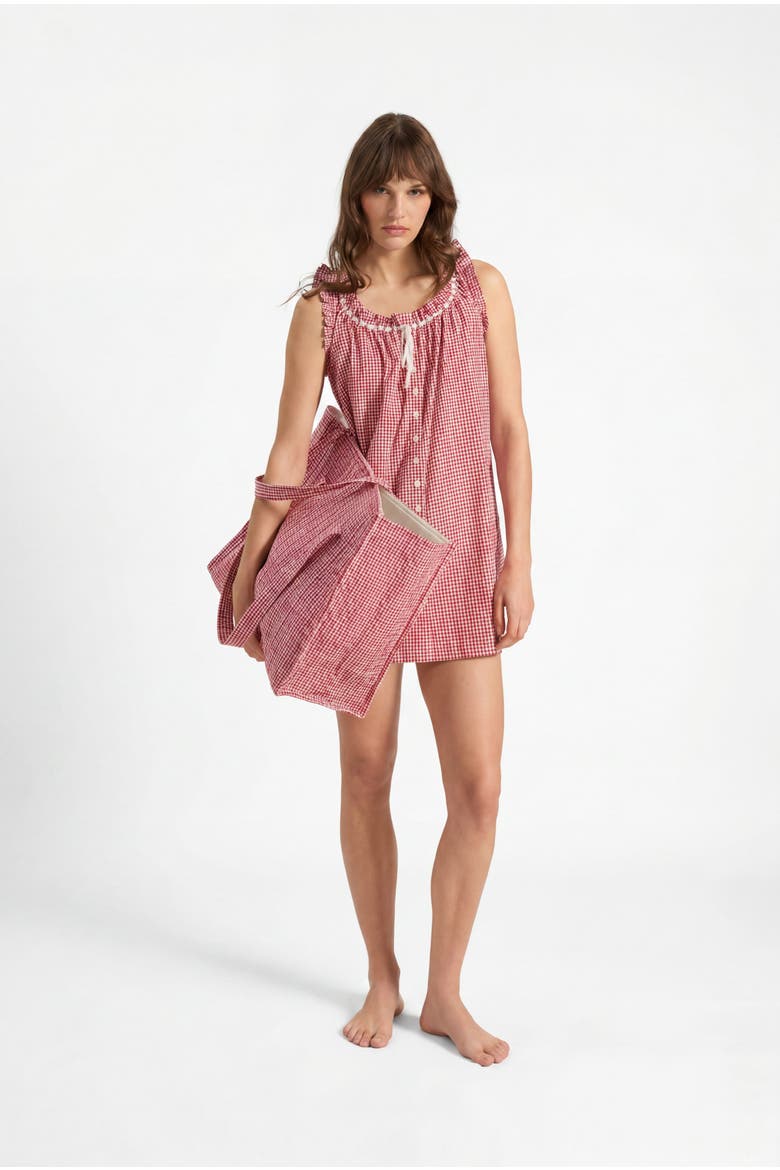 Vita Short Nightdress, Alternate, color, Redcurrant Gingham