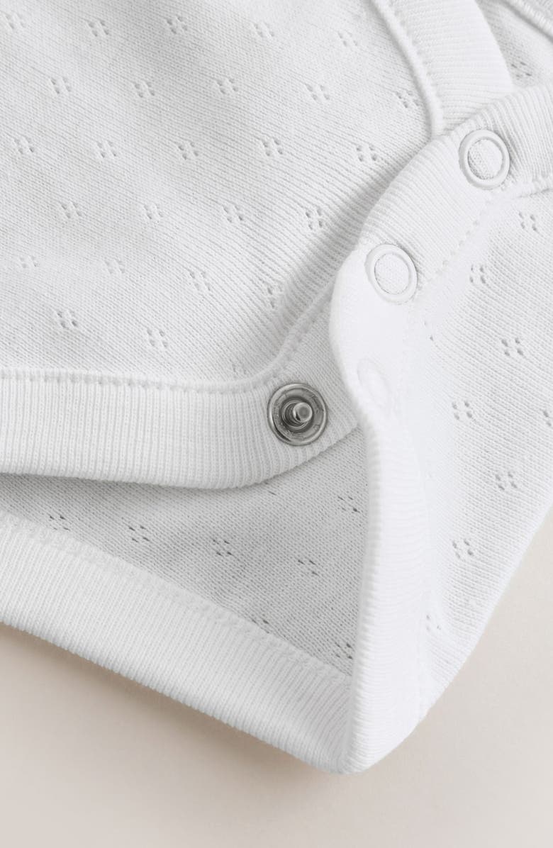 NEXT Pointelle T-Shirt & Eyelet Denim Overalls Set, Alternate, color, Blue