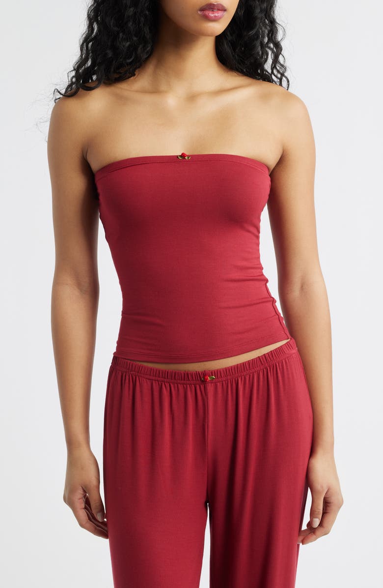 HAPPY CAMP3R Scarlett Quinn Strapless Top, Main, color, Deep Red