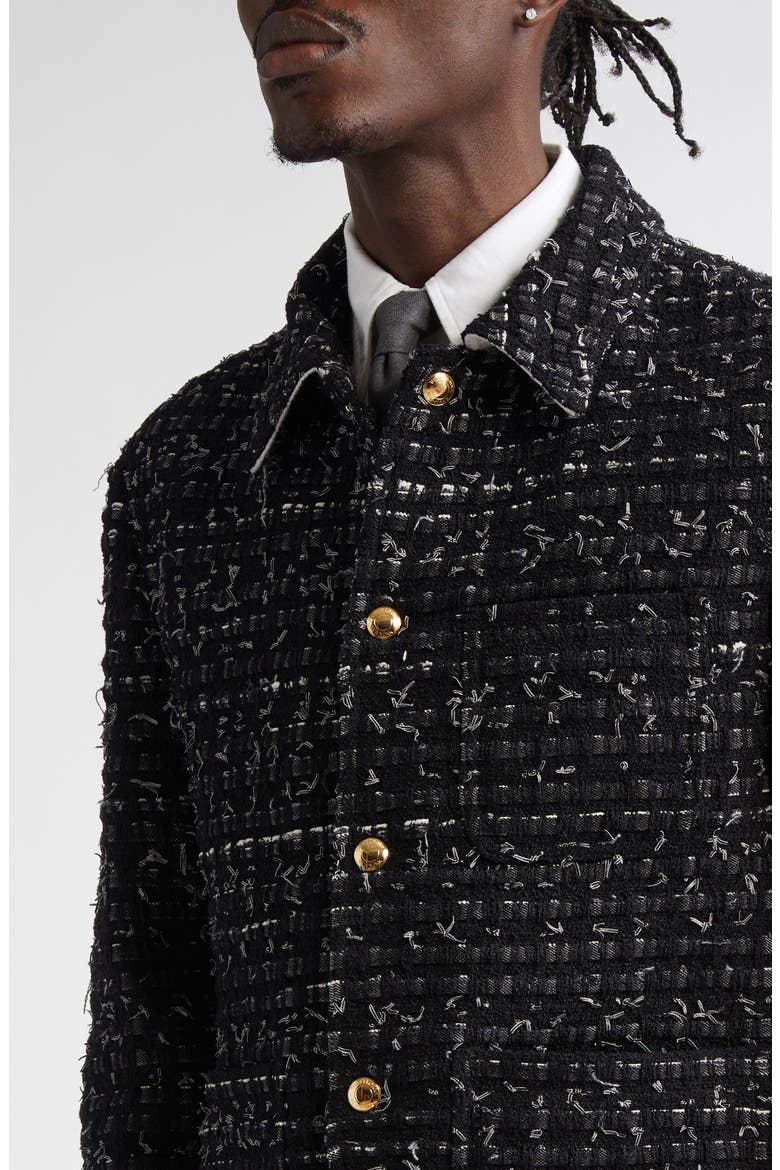 Denim Ribbon Tweed Jacket, Alternate, color, BLACK