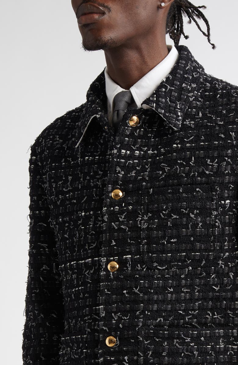 Thom Browne Denim Ribbon Tweed Jacket, Alternate, color, 